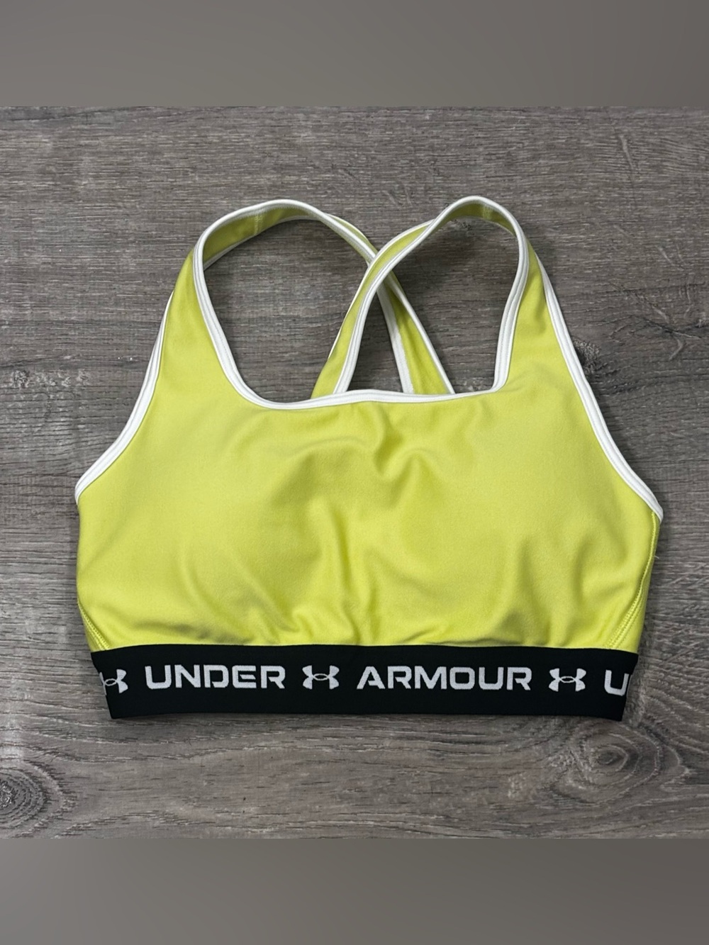Under Armour Compression Yellow Racerback Mid Sports Bra Padded Size M